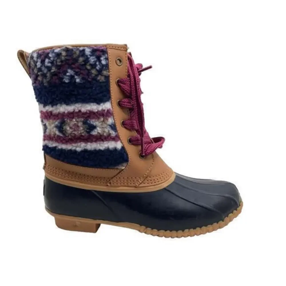 NEW Lands End Insulated Sherpa Fleece faux fur Lined Duck Boots Women's size 7.5